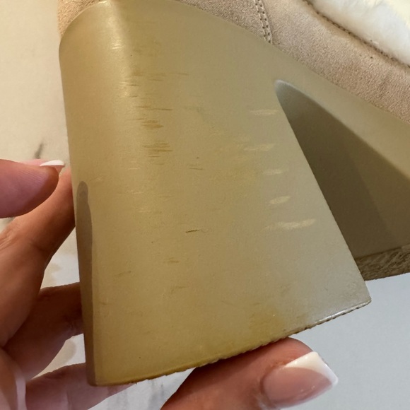 Women's Cream Faux Fur Platform Booties - Picture 8 of 9